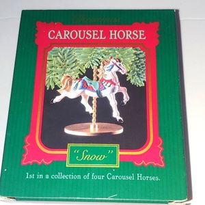 4/$15 Hallmark vintage Christmas carousel horse "Snow" 1st collection ornament